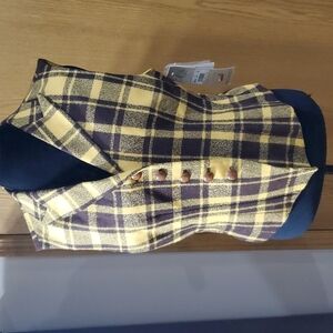 Vintage mondi New old stock with tags yellow plaid wool vest